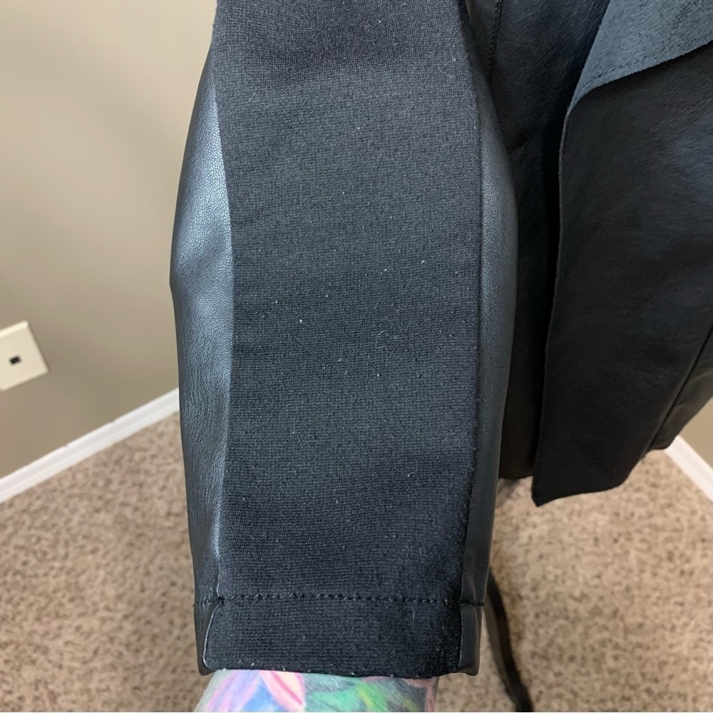 ALFANI Faux Leather and Suede Feel Waterfall Open Front Jacket - Picture 12 of 13